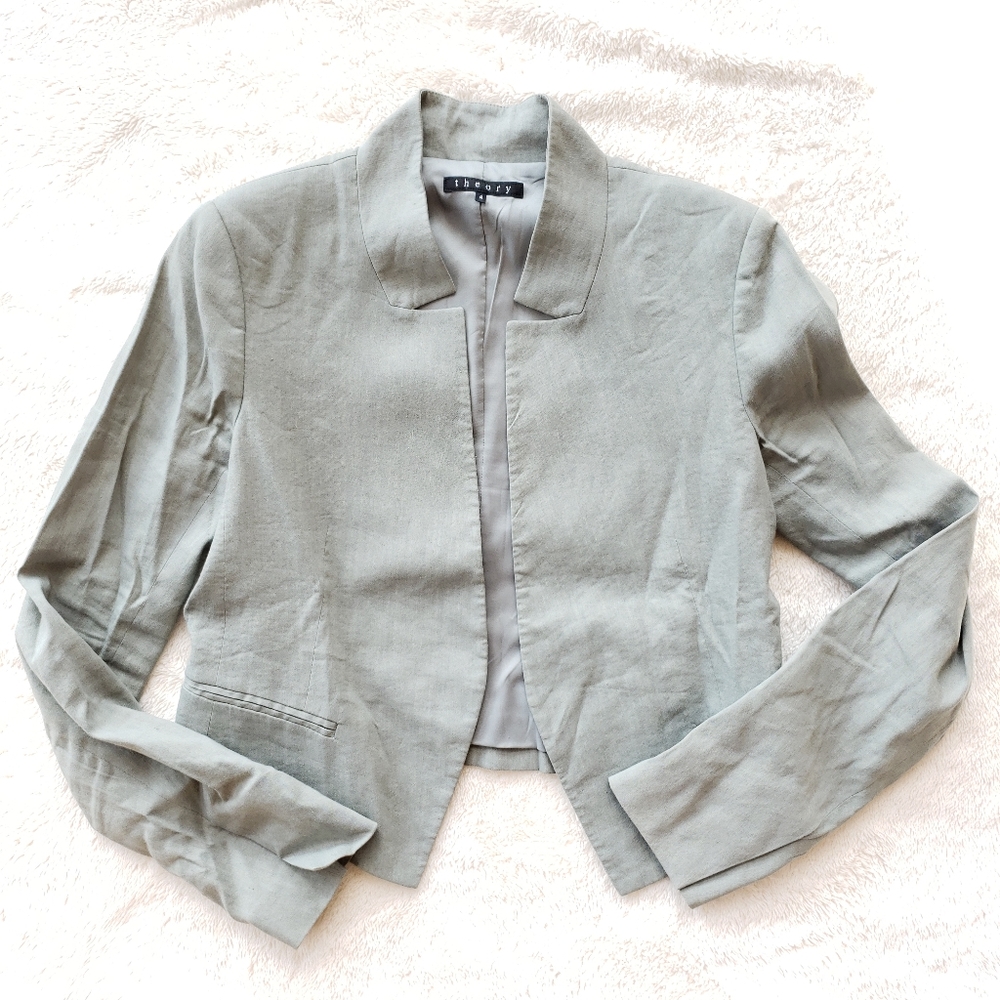 Theory Linen Cropped Blazer